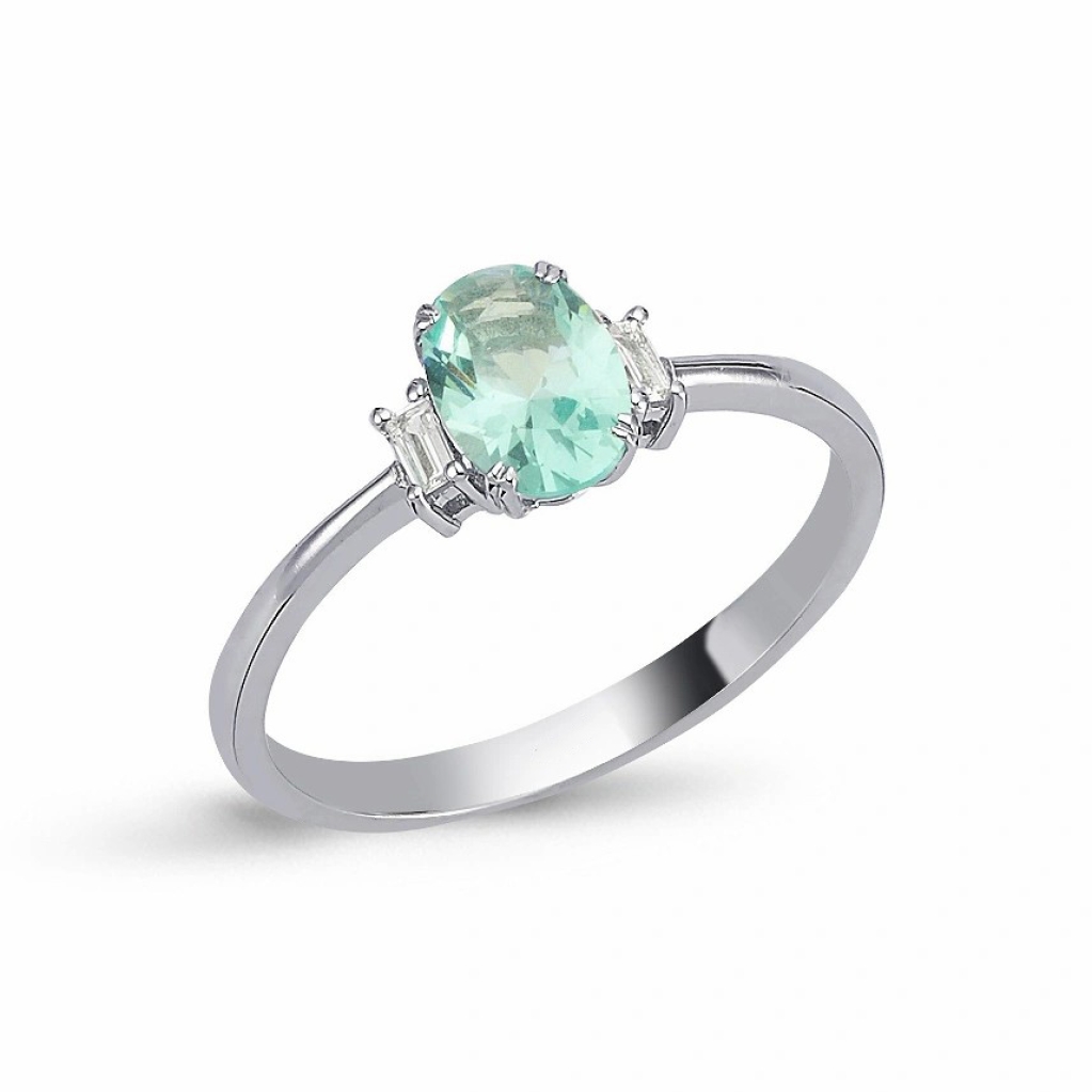 Paraiba Taşlı Pırlanta Yüzük-0.75 Karat