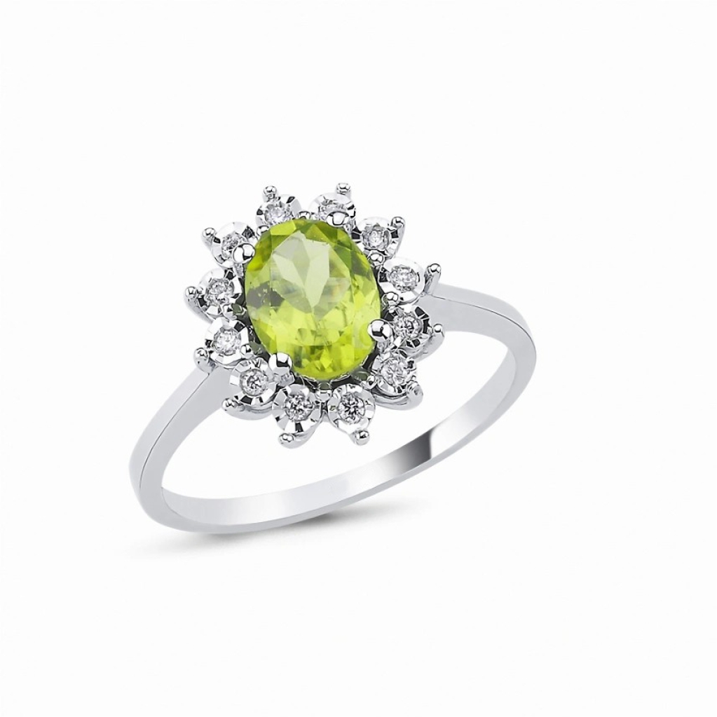 Peridot Pırlanta Yüzük-1.26 Karat 