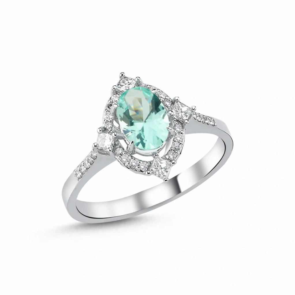  Paraiba Pırlanta Yüzük-0.95 Karat