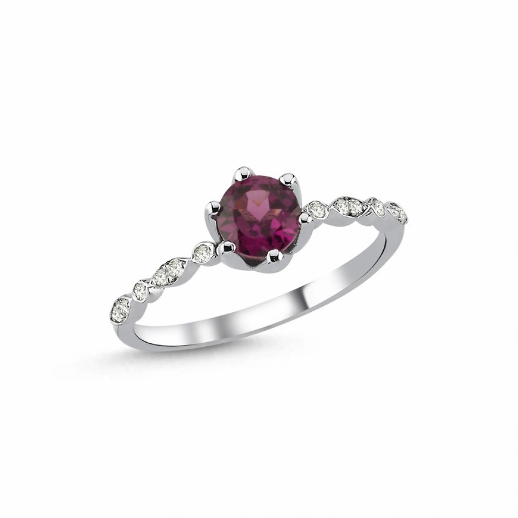 Rhodolite Pırlanta Yüzük-0.68 Karat