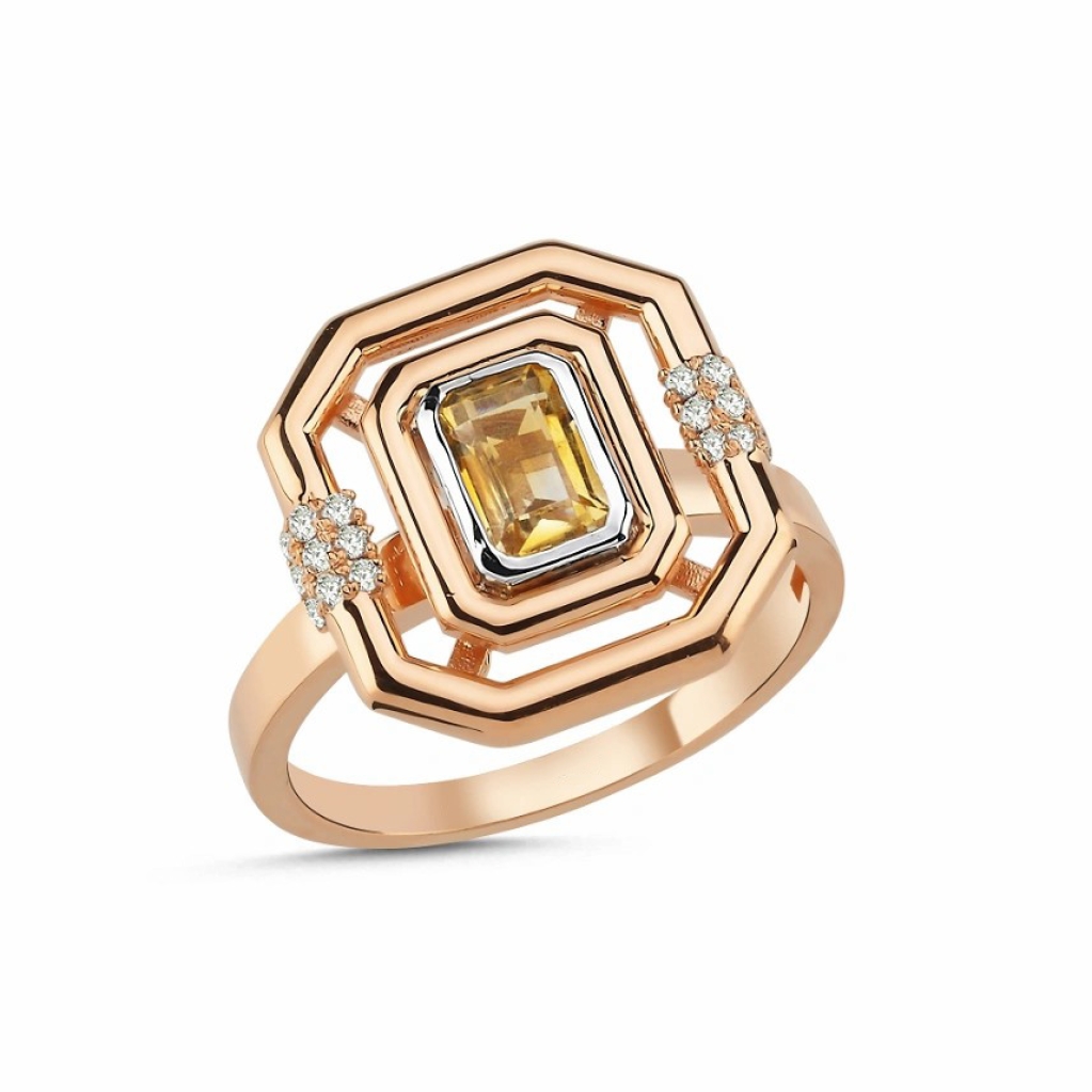 Citrine Pırlanta Yüzük-0.63 Karat